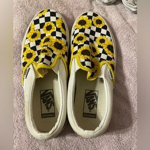 Women’s Sunflower Checkered Vans sz 8.5